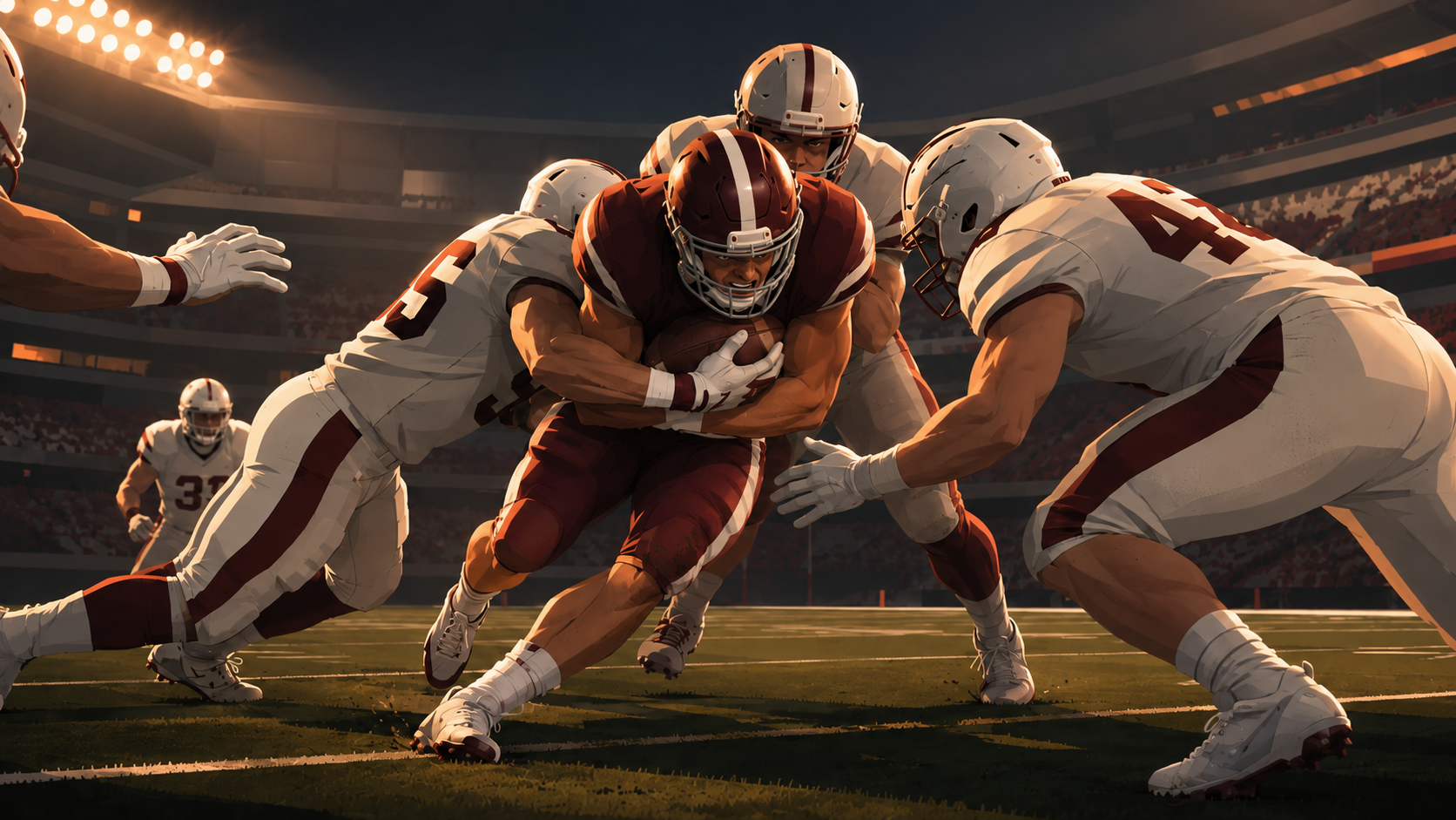 Generic American football game-night scene